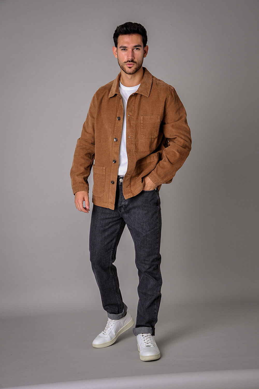 Cord field jacket in caramel