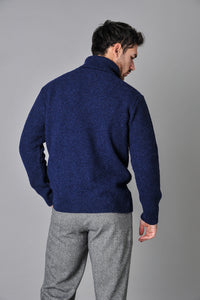 Roll neck blue jumper in recycled wool