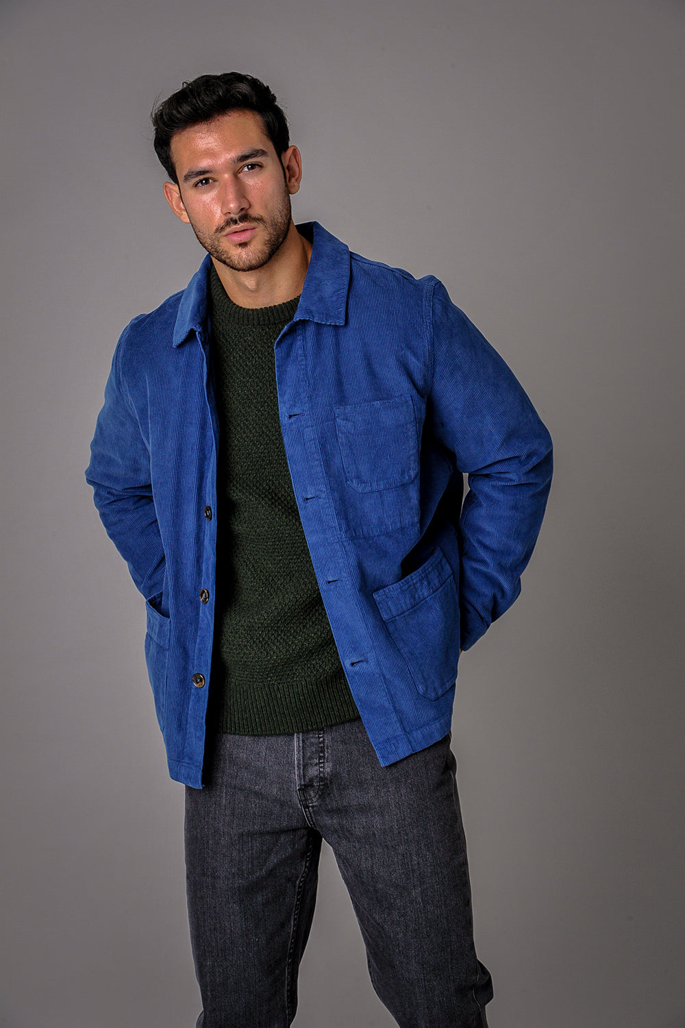 the good neighbour cord field jacket in blue