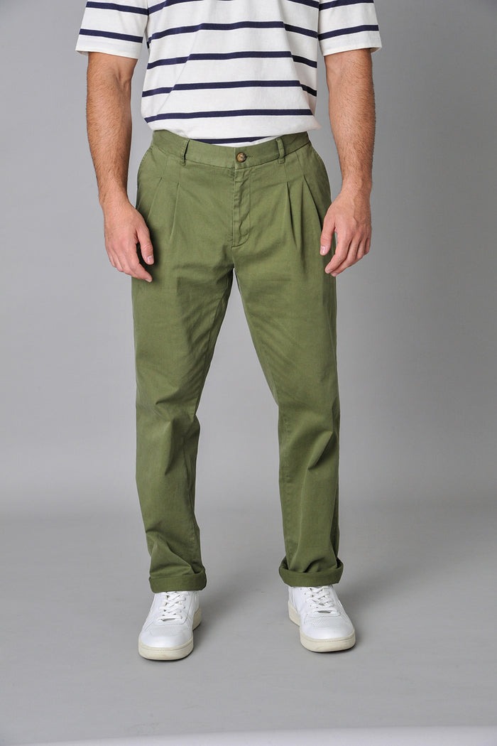 the good neighbour pleated trousers in olive
